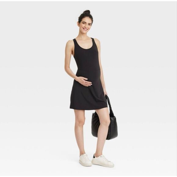 Isabel Maternity Black Pull on Athletic Dress With Shorts Size Large - Picture 3 of 10